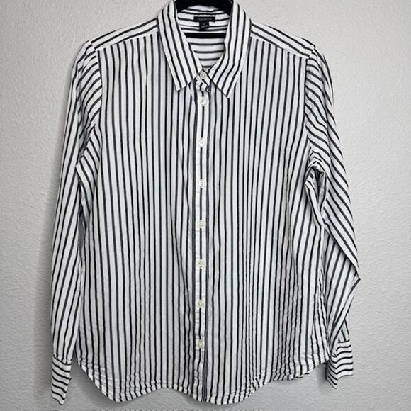Ann Taylor Striped Relaxed Perfect Shirt Sz Medium - Picture 1 of 15